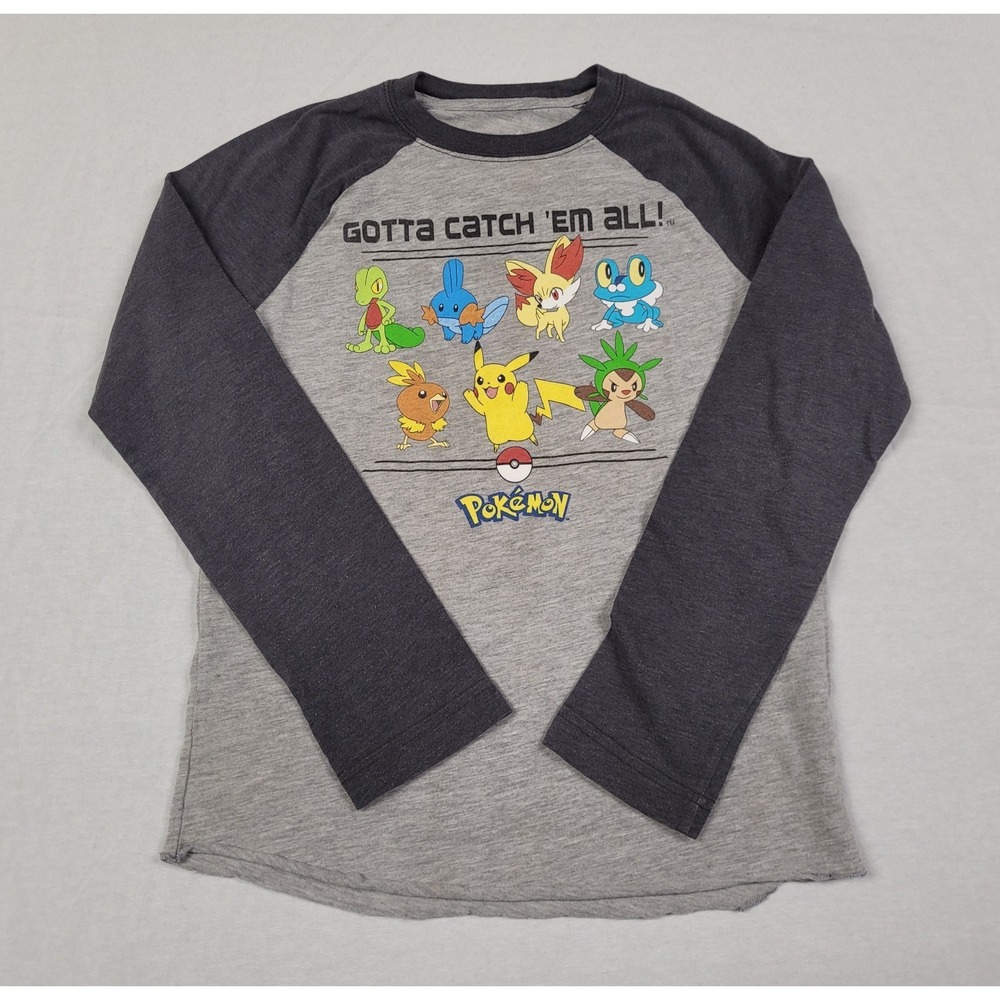 Pokémon "Gotta Catch 'Em All" Raglan-style Long-Sleeve T-shirt Boys Size L (7)